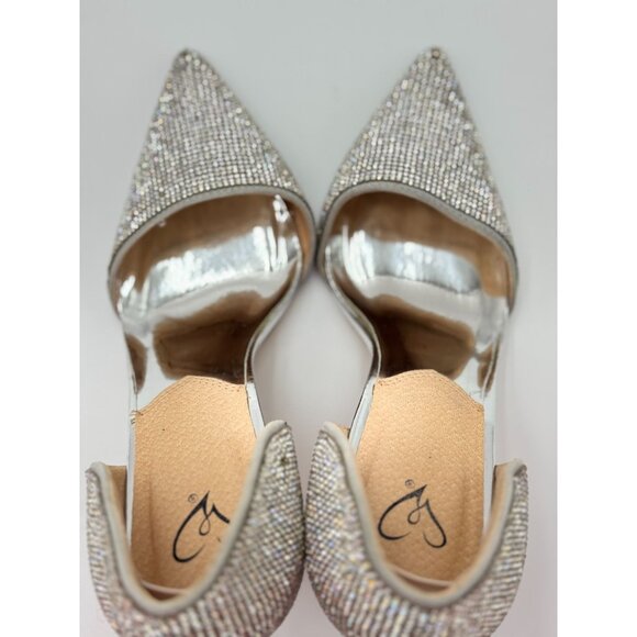 Windsor Silver Rhinestone Pointed Toe Clear Stiletto Heels Womens Shoes Size 8 - Picture 5 of 11
